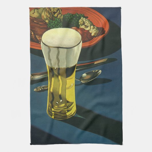 Alte Getränke, Glas Bier, Abendessen Geschirrtuch (Vertikal)
