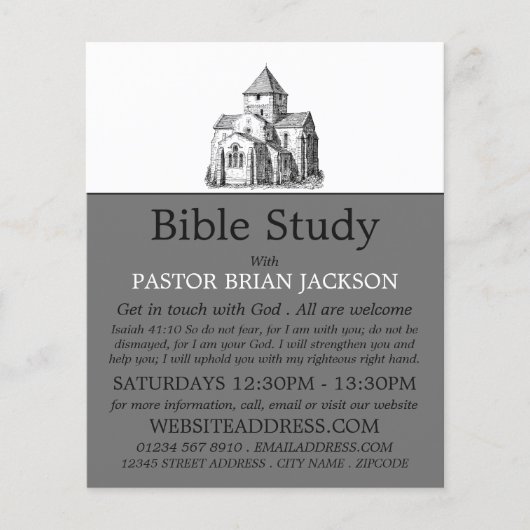 Alte gezeichnete Kirche, Christliche Bibelklassenw Flyer (Vorne)