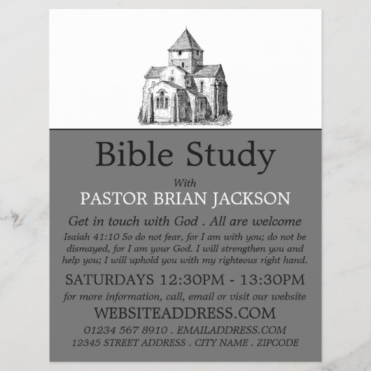 Alte gezeichnete Kirche, Christliche Bibelklassenw Flyer (Vorne)