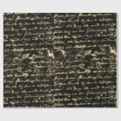 Alte Gold Handschrift, anpassbare Hintergrundfarbe Geschenkpapier (Flach)