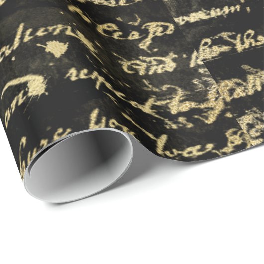 Alte Gold Handschrift, anpassbare Hintergrundfarbe Geschenkpapier (Rolleneckpunkt)