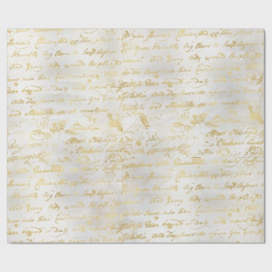 Alte Gold Handschrift Geschenkpapier (Flach)
