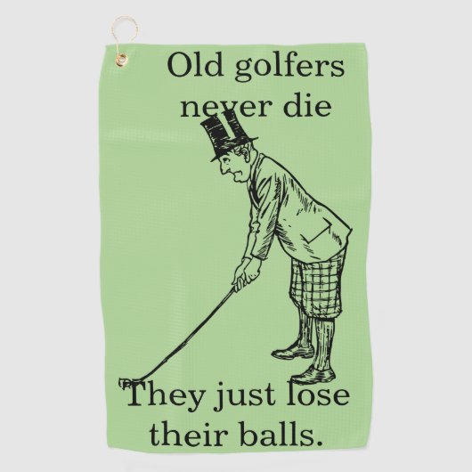 "Alte Golfspieler die nie" lustiges Golfhandtuch (Vorderseite)