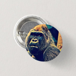 Alte Gorilla Original Abstrakter Dschungel Kunst Button