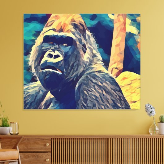 Alte Gorilla Original Abstrakter Dschungel Kunst Leinwanddruck (Insitu (Wohnzimmer))