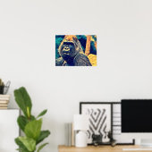 Alte Gorilla Original Abstrakter Dschungel Kunst Poster (Heimbüro)