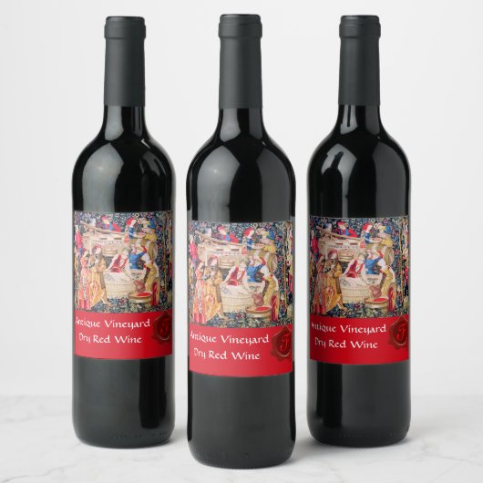 ALTE GRAPE VINEYARD HARVEST RED WAX SIEGEL MONOGRA WEINETIKETT (Flaschen)