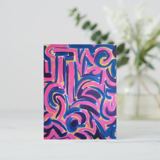 Alte griechische Graffiti-Abstrakte Kunsthandgemal Postkarte (Stehend Vorderseite)