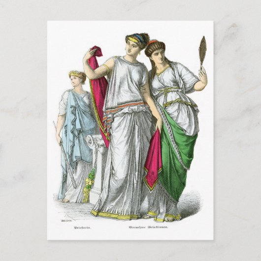 Alte griechische Priesterinnen und Edelfrauen Postkarte (Vorderseite)