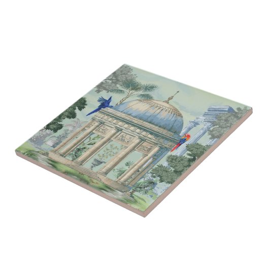 Alte griechische Temple Garden Macaw Bird Pixie Gr Fliese (Seite)