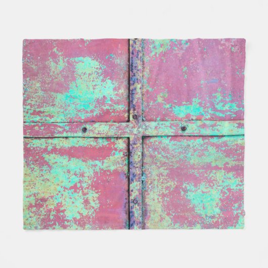 Alte grüne Wand mit Roststruktur. Grunge Fleecedecke (Vorderseite (Horizontal))