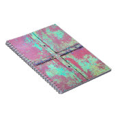 Alte grüne Wand mit Roststruktur. Grunge Notizblock (Rechte Seite)