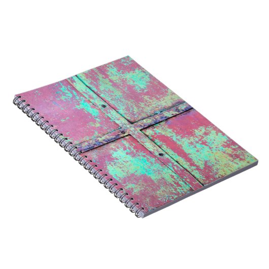 Alte grüne Wand mit Roststruktur. Grunge Notizblock (Rechte Seite)