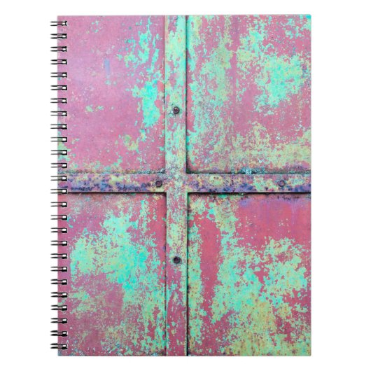 Alte grüne Wand mit Roststruktur. Grunge Notizblock (Vorderseite)