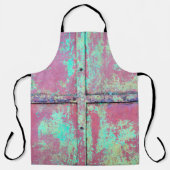 Alte grüne Wand mit Roststruktur. Grunge Schürze (Vorderseite)