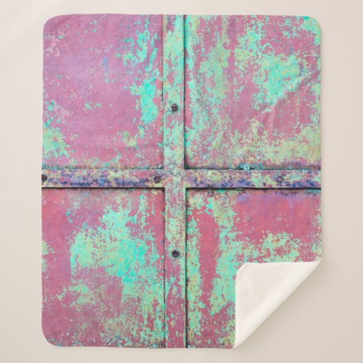 Alte grüne Wand mit Roststruktur. Grunge Sherpadecke (Vorderseite)