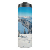 Alte grunge Holzstruktur oder Hintergrund mit Term Thermosbecher (Vorderseite)