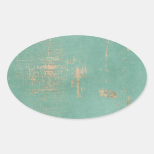 Alte Grunge Teal-Farbe Vintage-Zeitung Ovaler Aufkleber