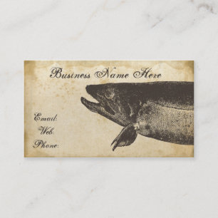 Alte grungy Paper Business Card Fischen Visitenkarte