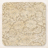 Alte Häkelarbeit-Spitze-Blumenmuster + Ihre Ideen Rechteckiger Pappuntersetzer (Vorderseite)