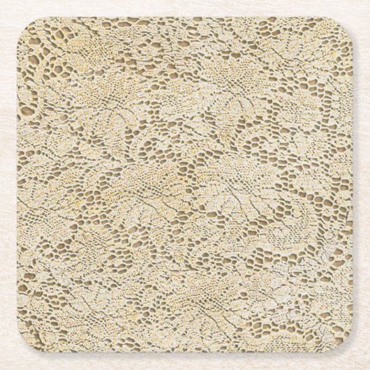 Alte Häkelarbeit-Spitze-Blumenmuster + Ihre Ideen Rechteckiger Pappuntersetzer (Vorderseite)