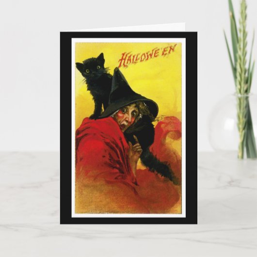 Alte Halloween-Hexe Karte (Vorderseite)