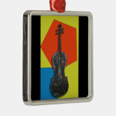 Alte handgemalte Violine Silbernes Ornament (Rechts)