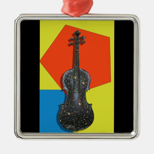 Alte handgemalte Violine Silbernes Ornament (Vorne)