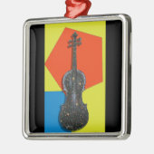 Alte handgemalte Violine Silbernes Ornament (Links)