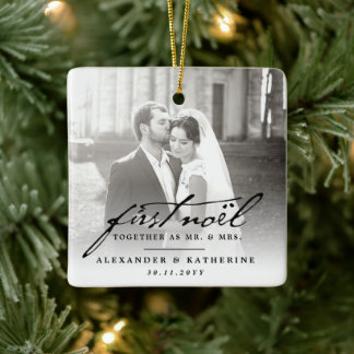 Alte Handschrift des ersten Weihnachtens Hochzeits Keramikornament