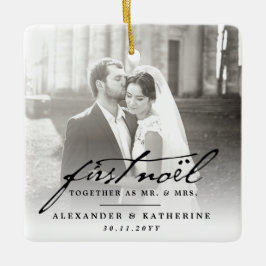 Alte Handschrift des ersten Weihnachtens Hochzeits Keramikornament