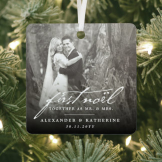 Alte Handschrift des ersten Weihnachtens Hochzeits Ornament Aus Metall