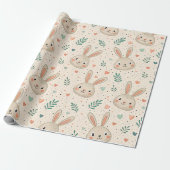 Alte Hasengesichter mit Rosen Muster Geschenkpapier (Ungerollt)