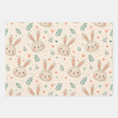 Alte Hasengesichter mit Rosen Muster Geschenkpapier Set (Vorderseite)