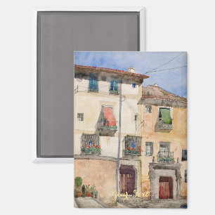 Alte Häuser in Segovia Vintage Kunstausstellung Magnet