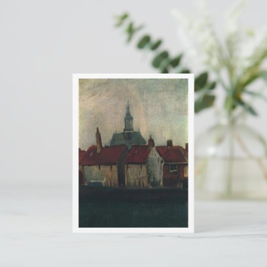 Alte Häuser mit neuer Kirche, Vincent van Gogh Postkarte (Stehend Vorderseite)