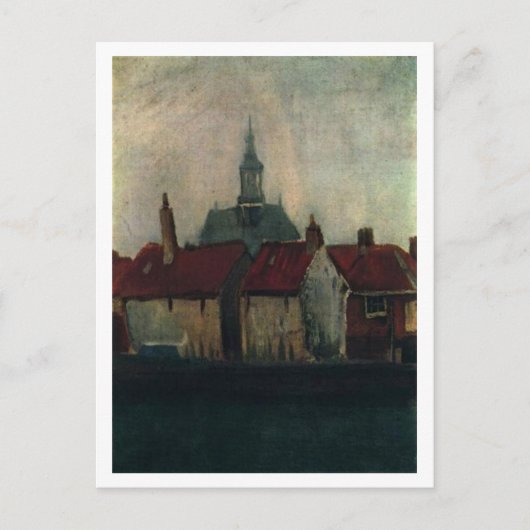 Alte Häuser mit neuer Kirche, Vincent van Gogh Postkarte (Vorderseite)