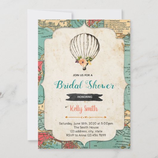 Alte Heißluft-Ballon-Party Einladung der Karte (Vorderseite)