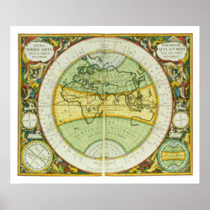 Alte Hemisphären der Welt, Platte 94 von 'T Poster