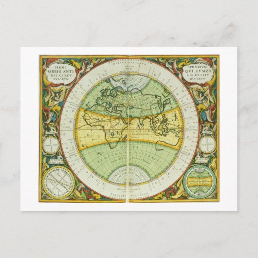 Alte Hemisphären der Welt, Platte 94 von 'T Postkarte (Vorderseite)