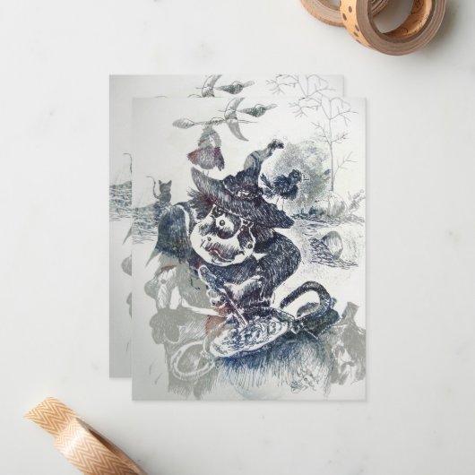 Alte Heuschnauze zerbricht etwas zu Halloween Mitteilungskarte (Vorderseite/Rückseite Beispiel)