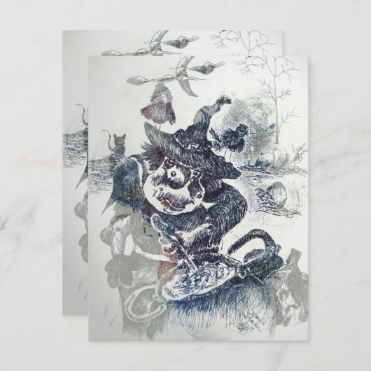 Alte Heuschnauze zerbricht etwas zu Halloween Mitteilungskarte (Vorne/Hinten)