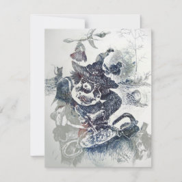 Alte Heuschnauze zerbricht etwas zu Halloween Mitteilungskarte