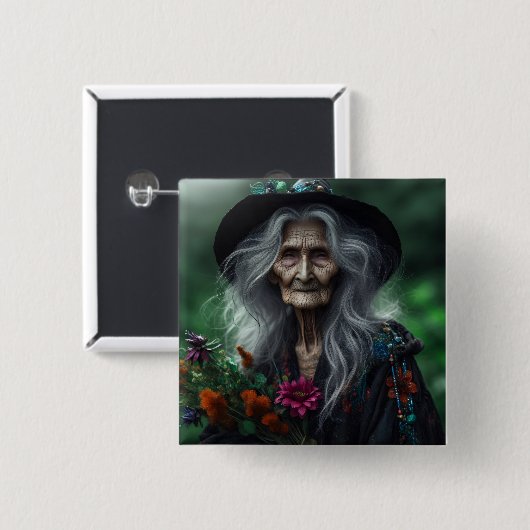Alte Hexenkraut-Ansammlung für Tränke Button (Vorne & Hinten)