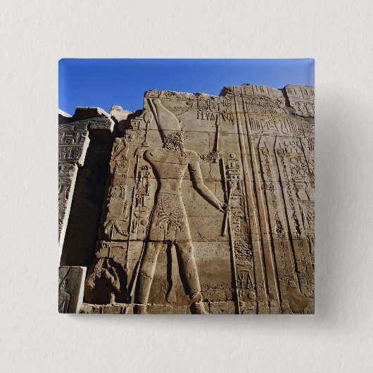 Alte Hieroglyphen an der Wand, Tempel von Karnak, Button (Vorderseite)