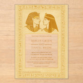 Alte Hieroglyphen King & Queen Ägyptische Hochzeit Acryleinladungen (Vorderseite)