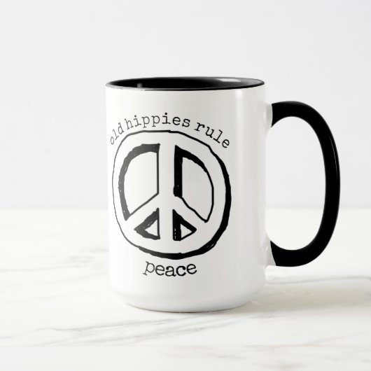 Alte Hippies Regel, Friedenszeichen Kaffee Tasse (Rechts)