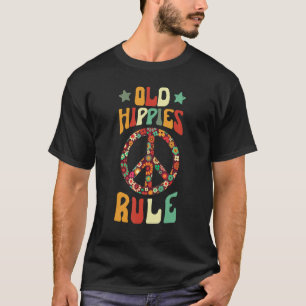 Alte Hippies Vintag Retro Kostüm Hippie Sonnenblum T-Shirt
