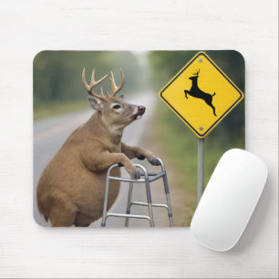 Alte Hirsche, die sich auf einer Wanderung lehnen Mousepad