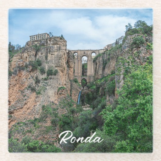 Alte historische Brücke in Ronda, Spanien Glasuntersetzer (Vorderseite)